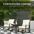 thumbnail image 3 of Outsunny 3 Pieces Patio Bistro Set, Wicker Furniture Set with Button Tufted Cushions, Rattan Rocking Chairs and Coffee Table, White, 3 of 9