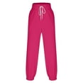thumbnail image 3 of Womens High Waisted Baggy Sweatpants Fashion Trends Solid Color Elastic Waist Jogger Pants Sweatpants With Pocket Hot Pink XL, 3 of 5