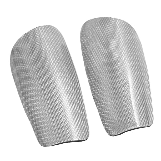 M Buder Espinilleras de Fútbol de Fibra de Carbono con Bolsa de Almacenamiento Protector de Piernas Ligero para Deportes Profesionales (23 cm / 9.0 in) Plateado S