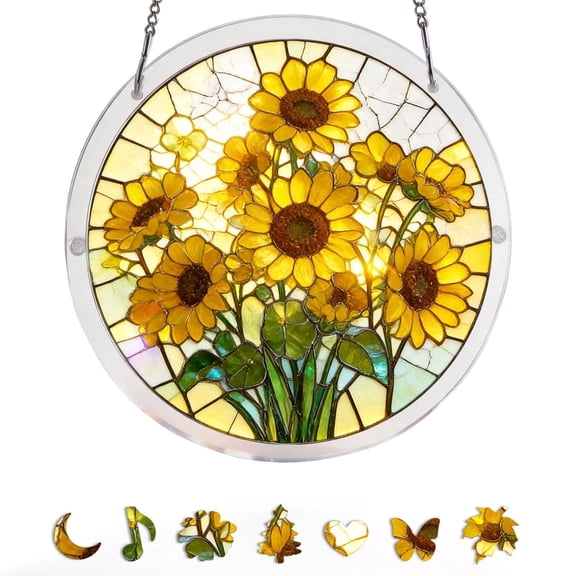 Puzzle Pendant Ornament 3D Craft, Acrylic Jigsaw Puzzle Suncatcher, 7.8in Sun Catcher Puzzle Wall Hanging Family Game for Kids Adults #002