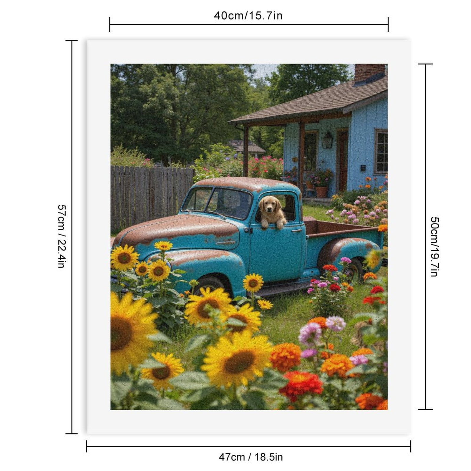 Paint By Numbers Kit for Adults Beginner - DIY Vintage Truck Dog Sunflowers Garden Canvas Painting Kits for Adults, Frameless Paint By Number for Adults for Home Wall Decor 16x20 Inch