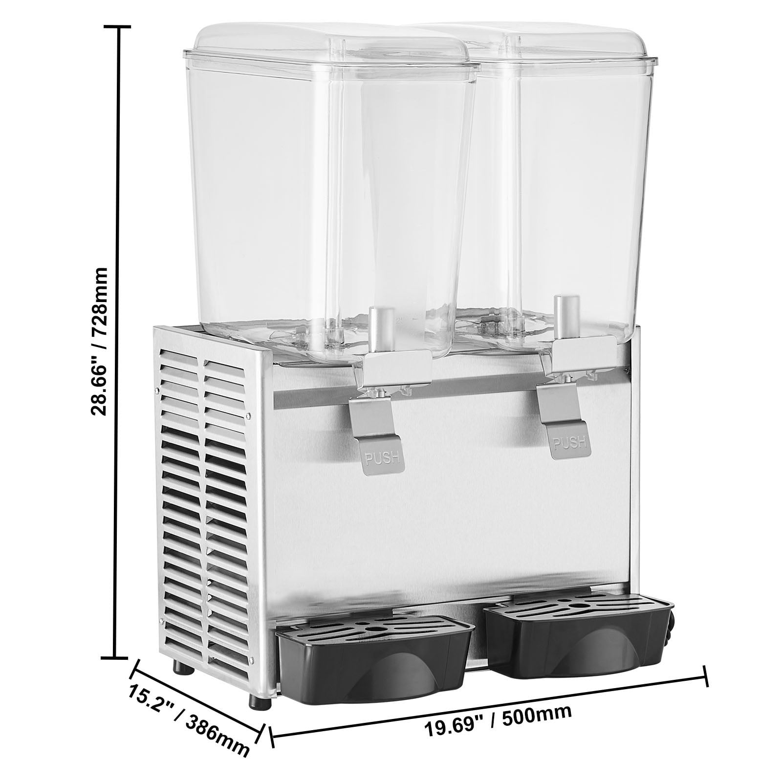 BENTISM Commercial Beverage Dispenser Cold Juice Ice Drink Dispenser 18L*2 Tanks Stainless Steel Commercial Slushy Machine 2 Tanks