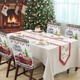 thumbnail image 4 of Christmas Trucks Chair Covers Set of 4 Xmas Car Gifts Bow Plaid Retro Wood Grain Chair Back Covers Stretch Removable Washable Slipcovers Protector for Dining Room Kitchen Party Decor, 4 of 5