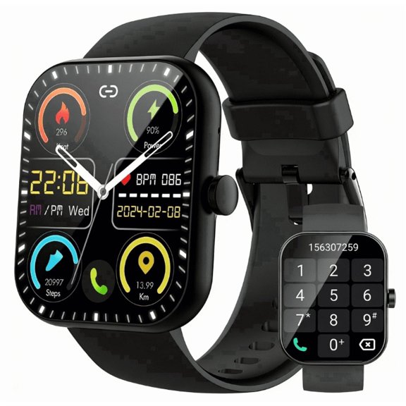 Smart Watch for Men Women Fitness,1.96" HD Touch Screen Fitness Tracker with Bluetooth Call Answer/Dial,Fitness Watch with 100 Sports Modes,Pedometer,Calorie Counter,IP68 Waterproof Smartwatch Compa