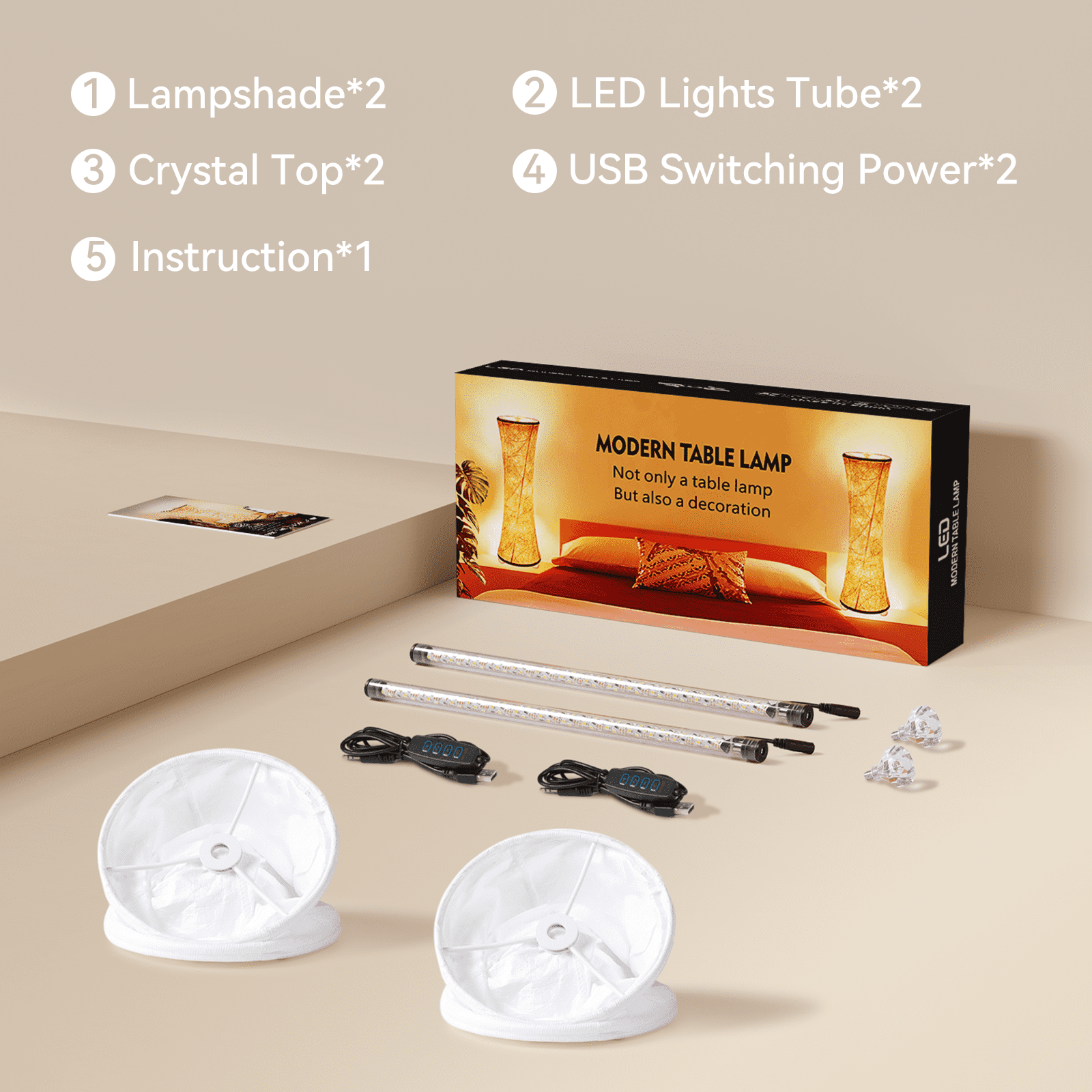 SUNMORY Table Lamps, Set of 2 Dimmable Desk Lamp with 10 Brightnesss Adjustable & 3 Color Temperatures, Warmer Lamp With Tyvek Paper Fabric Lamp Shade Small Lamp for Reading Nursing Night Light White