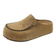 thumbnail image 6 of Women's Platform Suede Slip On Casual Shoes Close Toe Lightweight Clogs Wide Width Non Slip Slide Walking Shoes Brown Size 6.5, 6 of 7