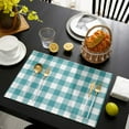 thumbnail image 4 of Easter Plaid Teal Green Indoor Placemat Set of 6, Non-Slip Placemats for Kitchen/Dining Table/BBQ/Patio/Parties, 12"x18" Washable Durable Cotton-Linen Table Mats, Farmhouse Buffalo Check, 4 of 6
