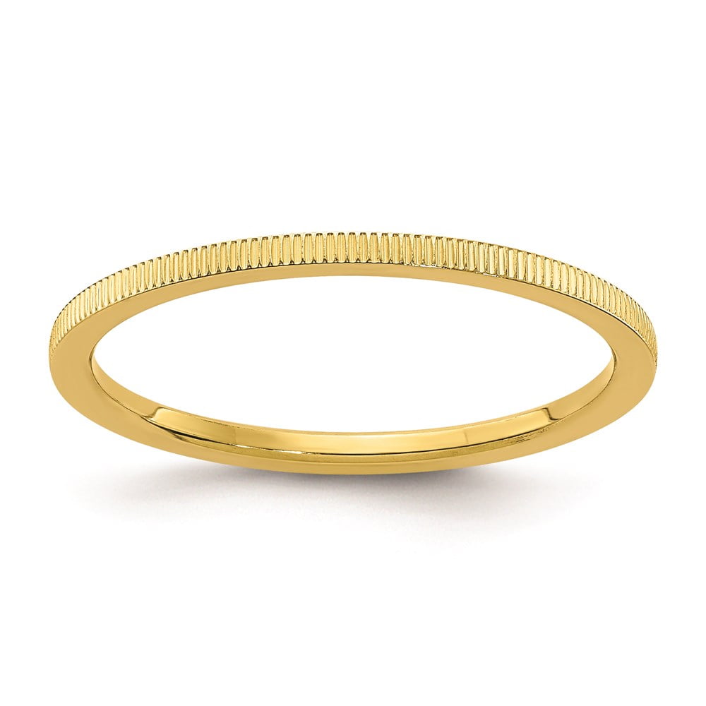 10K Yellow Gold 1.2MM Lind Pattern Stackable Band Ring, Size 7