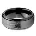 thumbnail image 2 of Tungsten Swan Bird Anatidae Cygnus Swimming Band Ring 8mm Men Women Comfort Fit Black Step Bevel Edge Brushed Gray Polished, 2 of 4