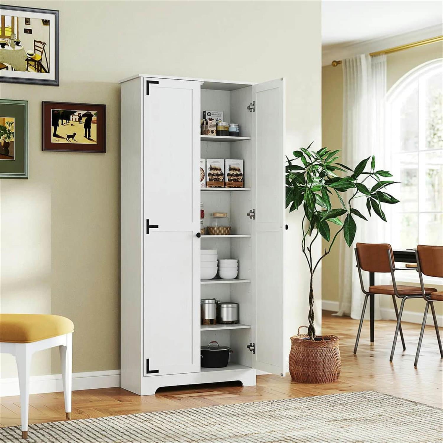 Demi Bonn 71" Large Kitchen Pantry Cabinet, Freestanding Storage with 6 Adjustable Shelves for Home Organization, White