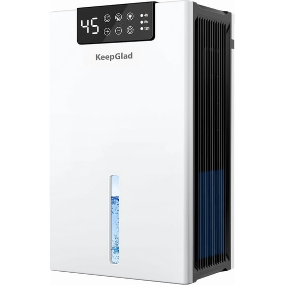 Dehumidifier, 98OZ Dehumidifiers for Home(1000sq.ft), Humidity Display Dehumidifier Basement Bathroom Bedroom, Auto Shut Off, Washable Filter, Drain Hose, Timer, 7 Ambient Lights, White