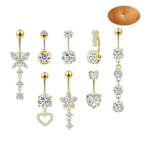 8 Pcs Hypoallergenic Navel Rings - 14G Surgical Steel Cute Dangle Belly Button Piercings for Women Girls Gift