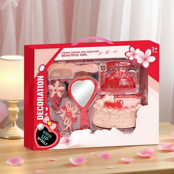 Set de maquillaje para niñas con manicura y bolso | Casita de princesas | Accesorios de plástico coloridos para juegos de simulación