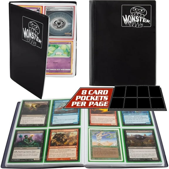 Monster Binder - 4 Pocket Matte Black Album with White Pages (Limited Edition) - Holds 160 Cards