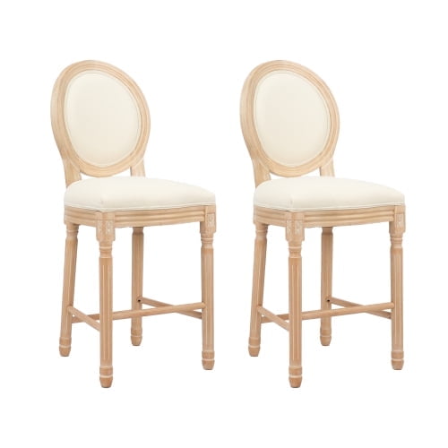Nmkwnr Pack of 2 Wooden Frame Barstools Upholstered Seating Back Bar Chair for Living Room, Dining Room, Beige   Brown