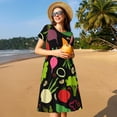 thumbnail image 4 of Vsdgher Légumes Dessin Animé pour Femmes Été 2025 Robes Midi Décontractées Légères Manches Courtes Col Rond Robe de Plage, 4 of 6