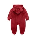 thumbnail image 4 of Ccpelsie Newborn Baby Winter Snowsuit - Bear Outfit Fleece Warm Jumpsuit Romper Hooded Clothes for Infant Girls Boys(Red,6-9 Months), 4 of 4
