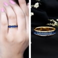 thumbnail image 3 of Rosec Jewels Baguette Shape Lab Grown Blue Sapphire Eternity Band Ring - AAAA Quality, 18K Yellow Gold, US 3.50, 3 of 8