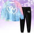 thumbnail image 2 of 8-9 Years Child Girls 2 Piece Outfit Fall Winter 2Pcs Tie Dye Long Sleeved Pants Outfit Back-To-School Pajamas & Dailywear Girls Blue Tracksuit, 2 of 9