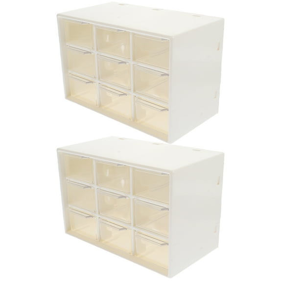 Beige Jewelry Storage Box with 2 Drawers for Fishing Accessories and Small Items Organizing