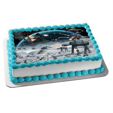 Star Wars Battle Scene X-Wing Starfighter Edible Cake Topper Image