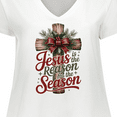 thumbnail image 4 of Inktastic Jesus is the Reason for the Season Christian Cross Women's Plus Size V-Neck T-Shirt, 4 of 5