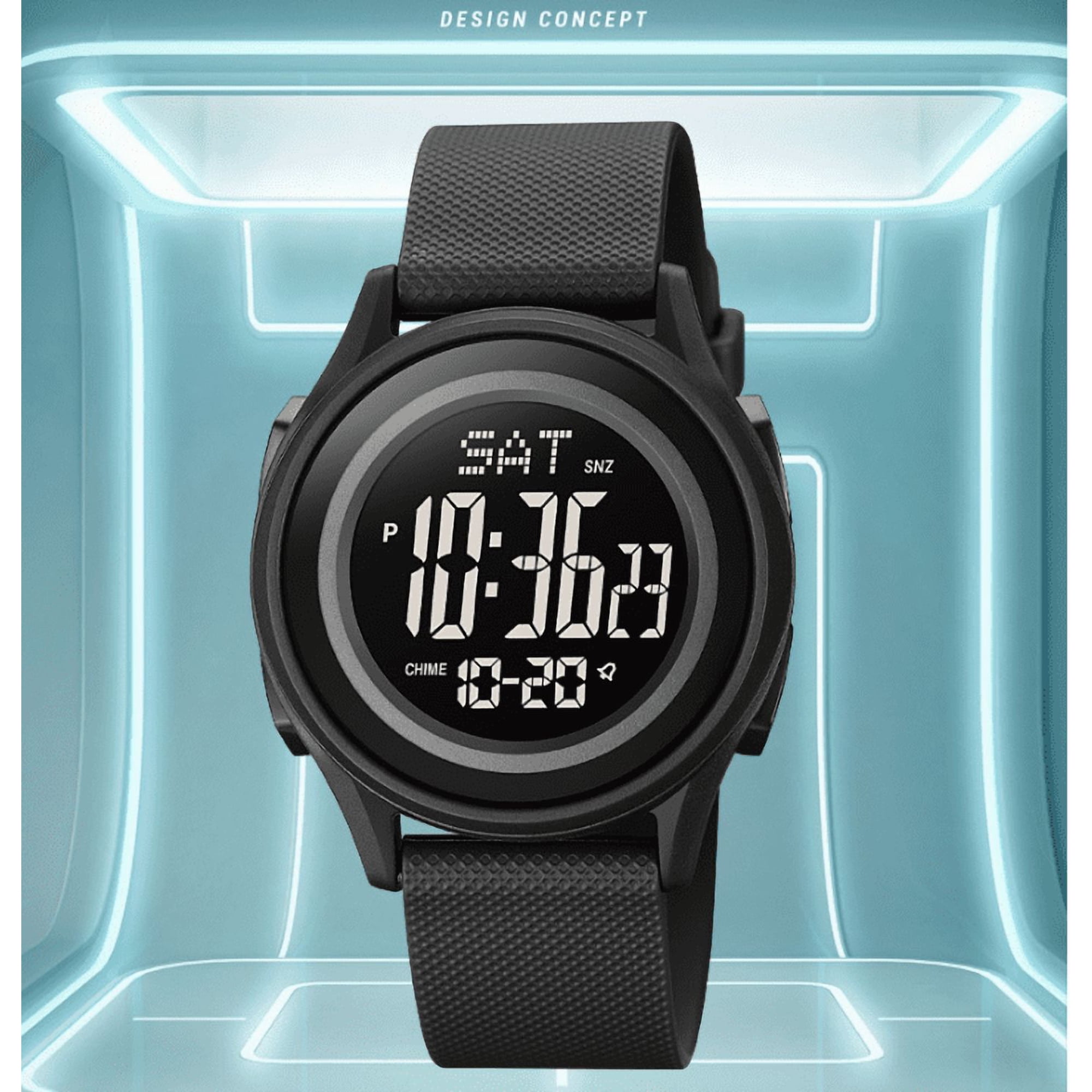 Multifunctional Digital Watch with Dual Time, Stopwatch, Alarm and LED Backlight – Countdown Date/Week Display Hourly Chime for Men Women Students Office and Sports Use