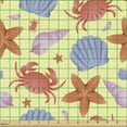 thumbnail image 2 of Ambesonne Nautical Fabric by the Yard Upholstery, Sea Shells Crab Motifs, 1 Yard, Pale Yellow Multicolor, 2 of 5