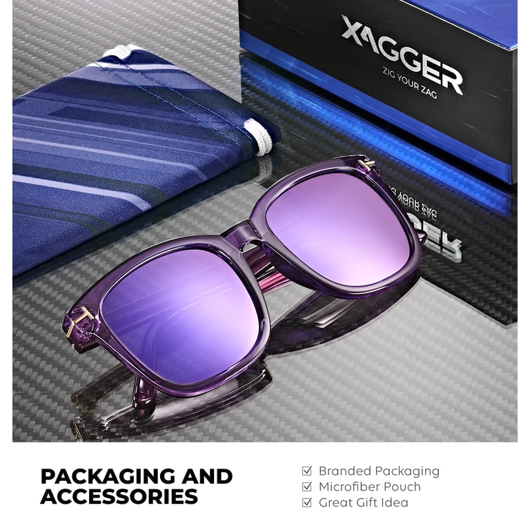 XAGGER Square Polarized Mirrored Sunglasses, TR90 Frame  display picture 2