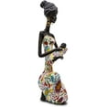 thumbnail image 2 of Statue African Figurine Sculpture Colorful Dress Holding Baby Woman Figurines Home Decor Collectible Gifts for Mom 15.5" Inches Tall African Art - Flower Dress Tropical Decorative Black Figurines, 2 of 4