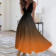 thumbnail image 2 of Maxi Maxi Robe, Robe Sans Manches Dégradé Mode Décontractée avec Col en V Robe Maxi Bohème, Robes d'Été pour Femmes, 2 of 5