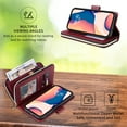 thumbnail image 5 of SaniMore for iPhone 14 Pro (6.1" 2022) 3 in 1 Case, Zipper Purse Cover + Card Slots +  Kickstand + Detachable Lanyard Comprehensive Protective Shockproof Anti-drop Shell For iPhone 14 Pro, Winered, 5 of 8