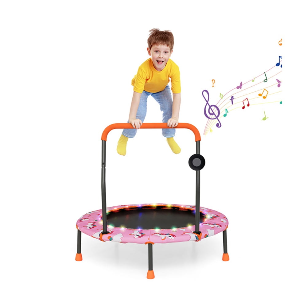 Aimee Lii 36 Inch Mini Trampoline with Colorful LED Lights and Bluetooth Speaker, Kids Trampoline Outdoor, Exercise Trampoline for Backyards-Multicolor