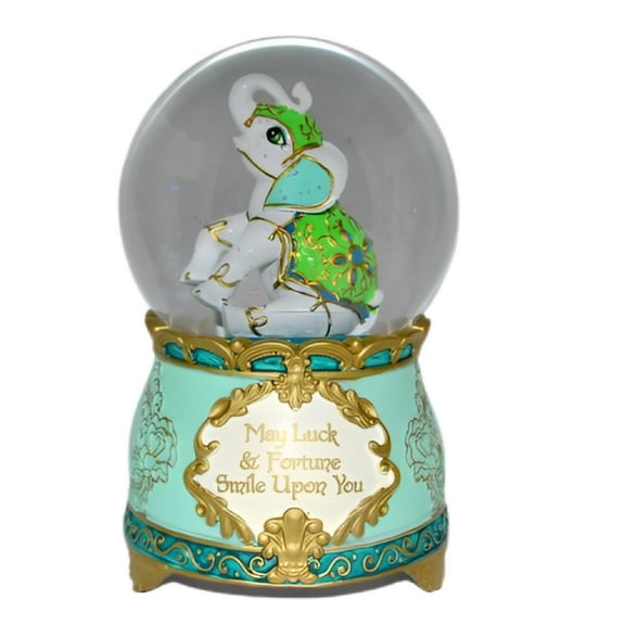 The Bradford Exchange Luck And Fortune Musical Glitter Globe with Elephant Sculpture 6-inches