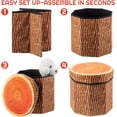 thumbnail image 4 of 3 Pack Tree Stump Storage Stool 12 x 12 Inch Stool Ottoman, Cute Folding Storage Toy Box with Foam Cushion, Collapsible Seat Chest (Classic), 4 of 12