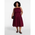 thumbnail image 2 of Time and Tru Women's and Women's Plus Sleeveless Cotton Midi Dress with Eyelet Trim, Sizes XS-4X, 2 of 5