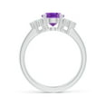 thumbnail image 2 of ANGARA Natural Solitaire 1.6 ct Amethyst Ring with Trio Diamond Accents in 14K White Gold for Women (Size-9x7mm) | February Birthstone, Anniversary, Jewelry Gift for Women | Natural Amethyst Ring, 2 of 8