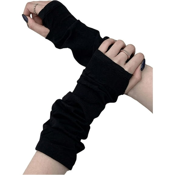 YooGuoGuo Women's Y2k Arm Warmers Goth Gloves Fingerless Knitted Arm Sleeve