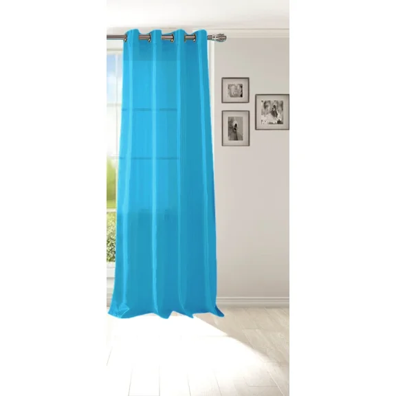 Gorgeous Home Linen 1 Panel Myra Turquoise Semi-Sheer Faux Silk Antique Grommets Window Curtain 108in Extra Long