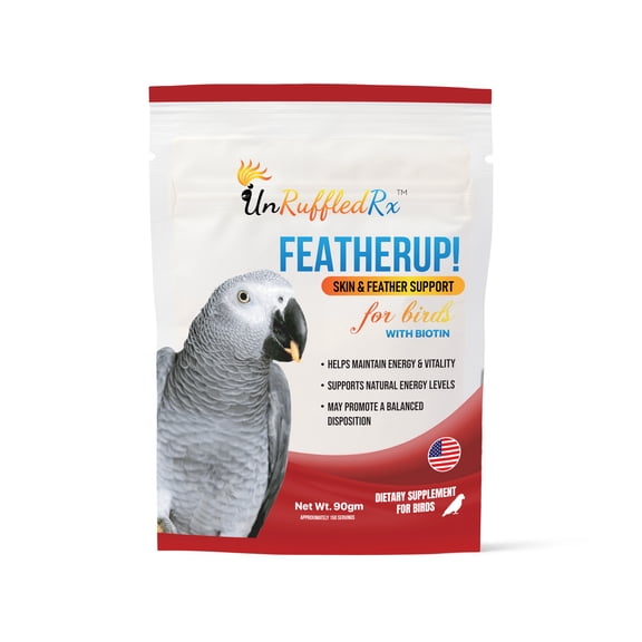 UnRuffledRx FeatherUp! Feather Growth Supplements for Parrots, 90 gm, 240 Count