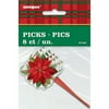 Poinsettia Plaid Picks, 8-Count