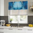 thumbnail image 4 of Blue Marble Curtain Valances for Windows, Kitchen Valance Window Treatments Panel 2 Pack, Abstract Yellow Ink Painting Modern Rod Pocket Short Curtains for Bathroom Bedroom 54 x 18 Inch, 4 of 8