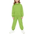 thumbnail image 6 of YunPes Girls Hoodies Sweatsuit Set Teen Plain Cotton Athletic Pullover Sweatshirts Elastic Waist Outdoor Sports Pants Set, 6 of 9