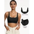 thumbnail image 4 of Deyllo Women's Wireless Bras Plus Size Full Coverage Padded Smooth Seamless T-shirt Sleep Everyday Bra Cami Crop Top 2 pieces Pack, Black L, 4 of 10