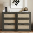 thumbnail image 3 of ARKANTOS 6 Drawer Rattan Dresser, Bohemian Chest of Drawers for Bedroom, Charcoal Oak, 3 of 8