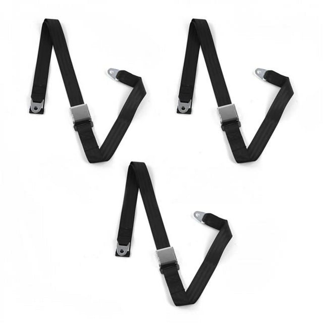 VW Karmann Ghia Avion 2 Points Noir Lap Bench Ceinture Kit - 3 Ceintures
