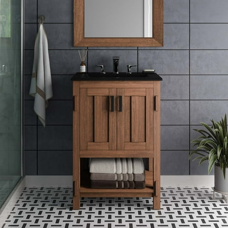 Ashlyn 24 Wood Bathroom Vanity Cabinet (Sink Basin Not Included) in Walnut
