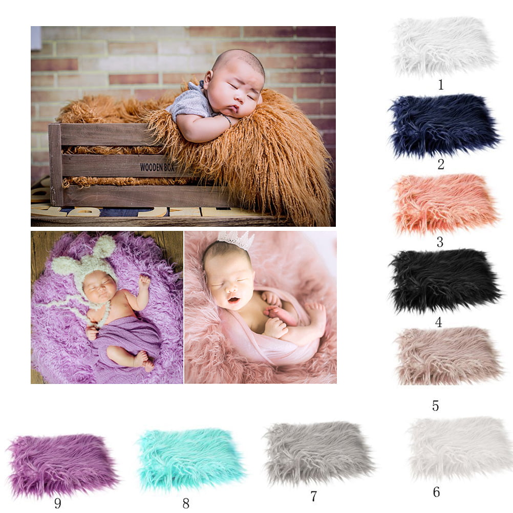 Infant Baby Photo Props Newborn Photography Soft Fur Quilt Blanket Mat Rug Gift 