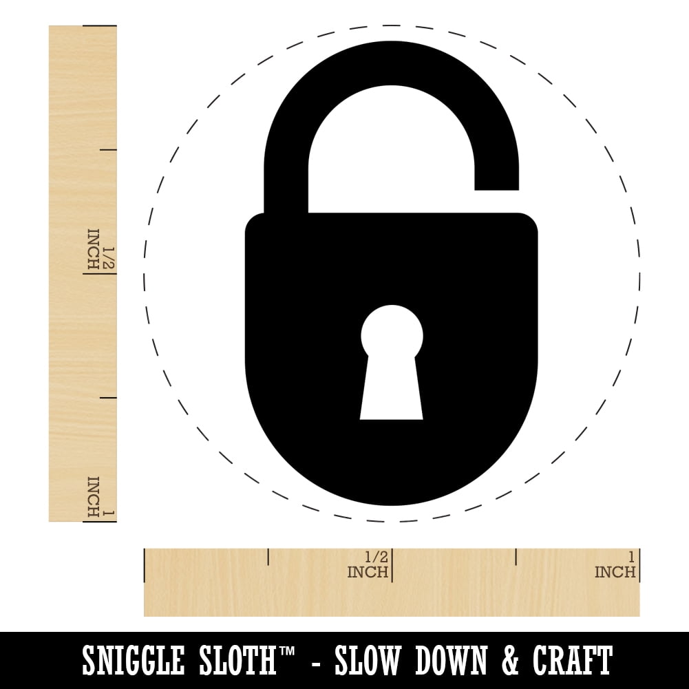 Keyed Padlock Self-Inking Rubber Stamp Ink Stamper - Black Ink - Medium 1 Inch