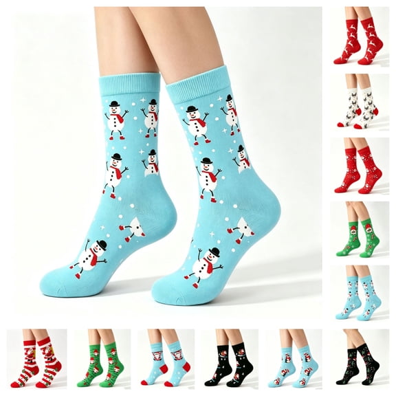 SAWOBUUN Christmas Socks for Women, Funny Crazy Novelty Fun Cute Funky Hoilday Crew Socks